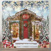 Aperturee - Aperturee Glitter Light Tree Gift Double-Sided Square Backdrop